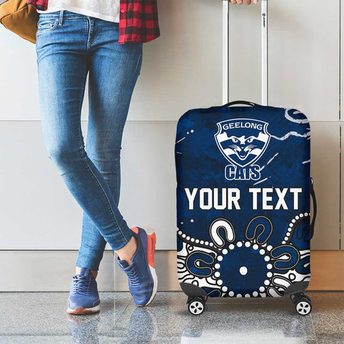 Personalized Geelong Cats Luggage Cover Aboriginal Dot Painting Graffiti Style
