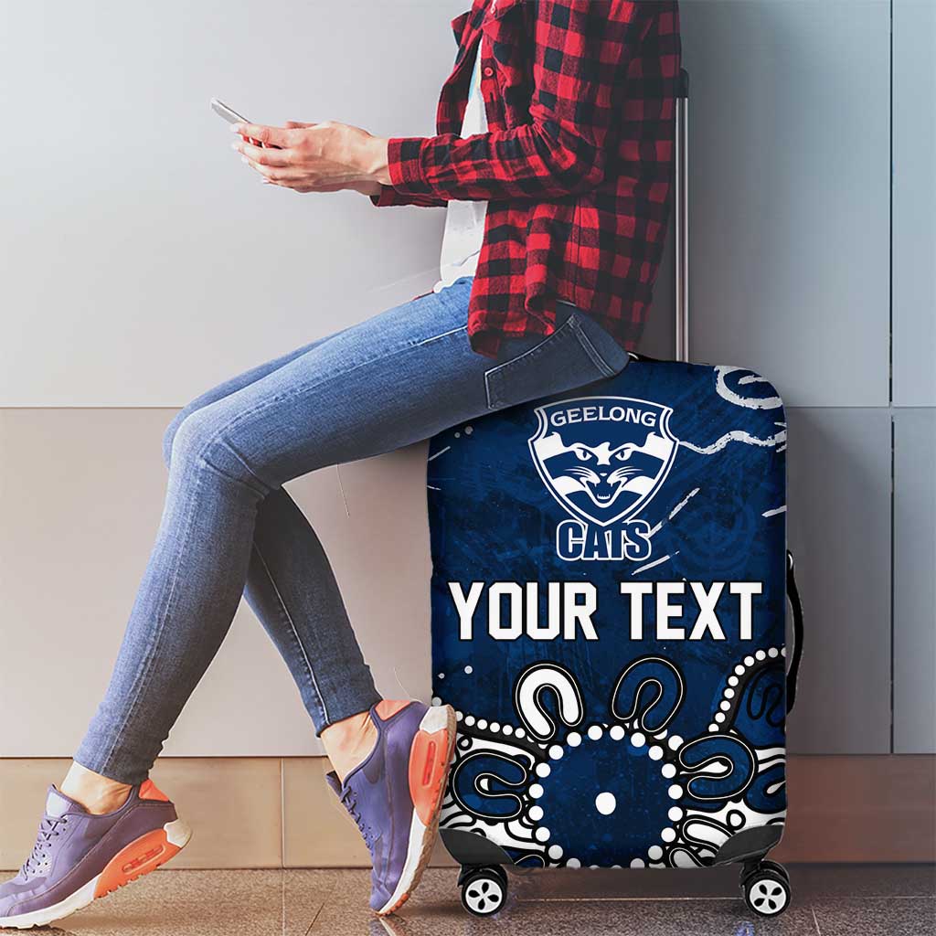 Personalized Geelong Cats Luggage Cover Aboriginal Dot Painting Graffiti Style