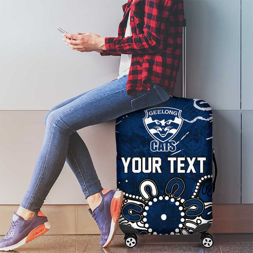Personalized Geelong Cats Luggage Cover Aboriginal Dot Painting Graffiti Style