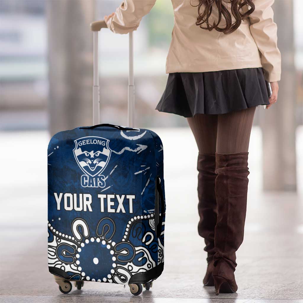 Personalized Geelong Cats Luggage Cover Aboriginal Dot Painting Graffiti Style
