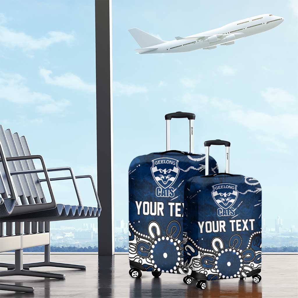 Personalized Geelong Cats Luggage Cover Aboriginal Dot Painting Graffiti Style