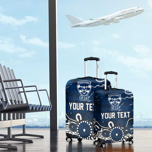 Personalized Geelong Cats Luggage Cover Aboriginal Dot Painting Graffiti Style