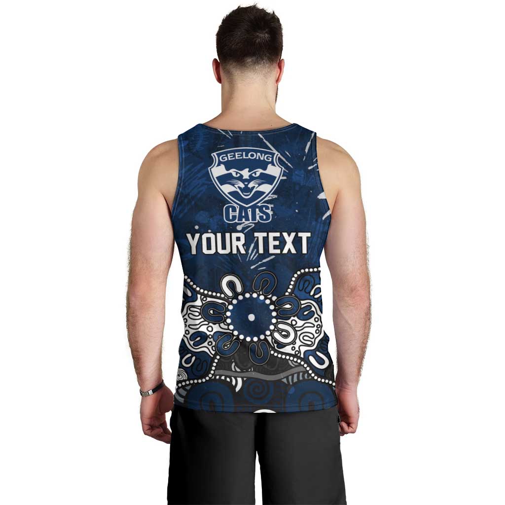 Personalized Geelong Cats Men Tank Top Aboriginal Dot Painting Graffiti Style