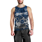 Personalized Geelong Cats Men Tank Top Aboriginal Dot Painting Graffiti Style