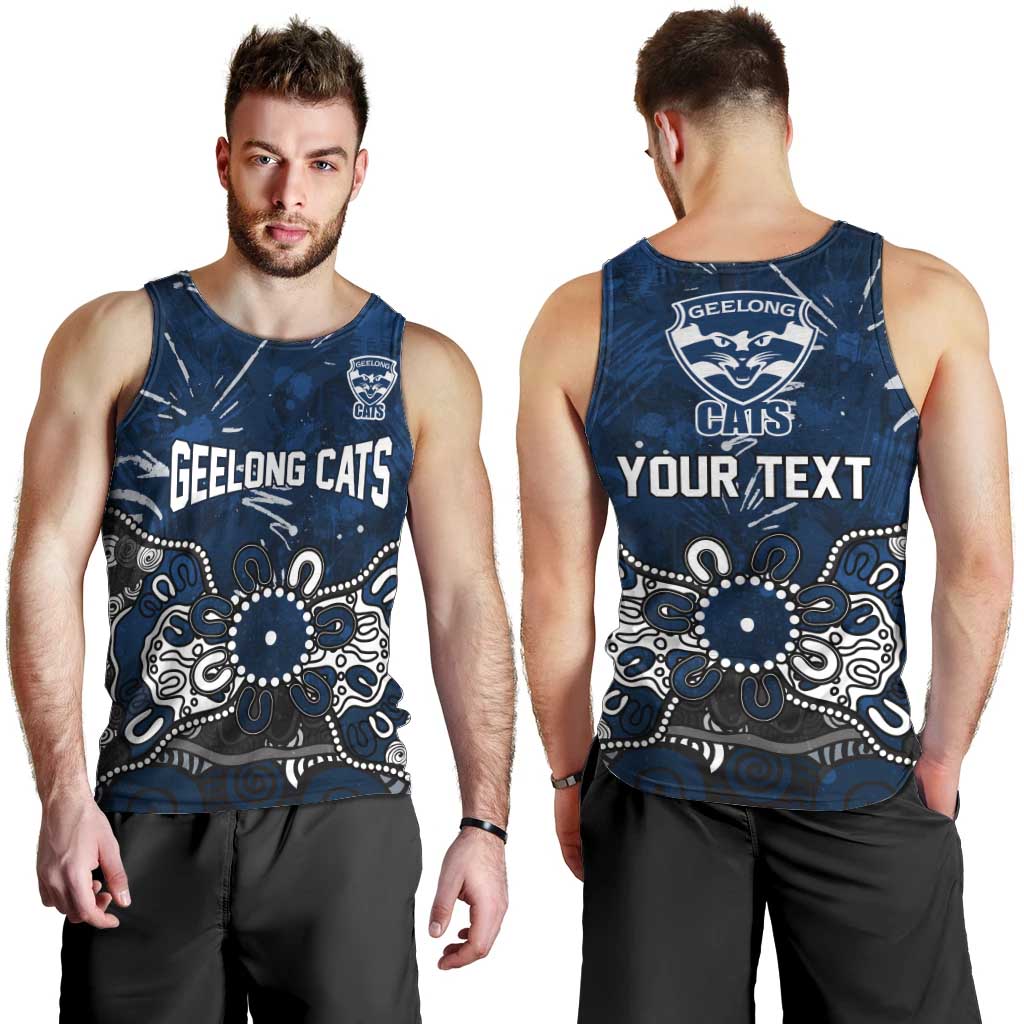 Personalized Geelong Cats Men Tank Top Aboriginal Dot Painting Graffiti Style
