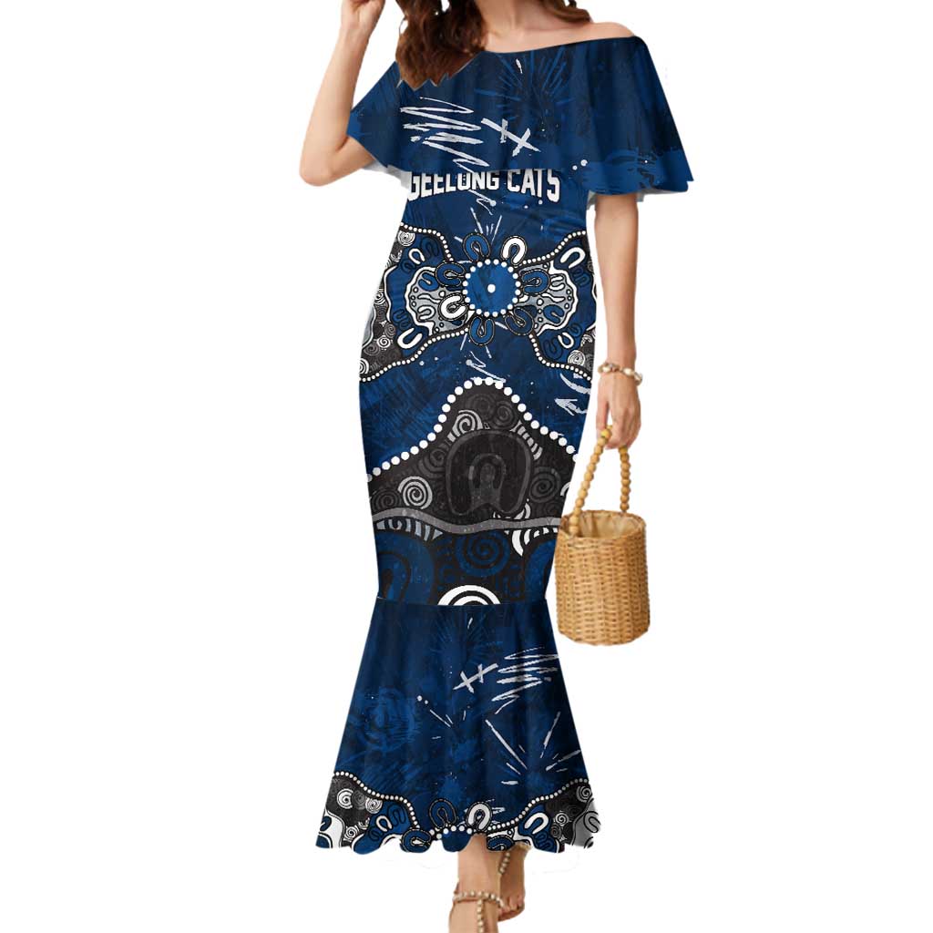 Personalized Geelong Cats Mermaid Dress Aboriginal Dot Painting Graffiti Style