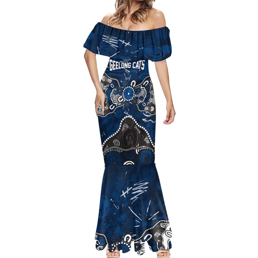 Personalized Geelong Cats Mermaid Dress Aboriginal Dot Painting Graffiti Style
