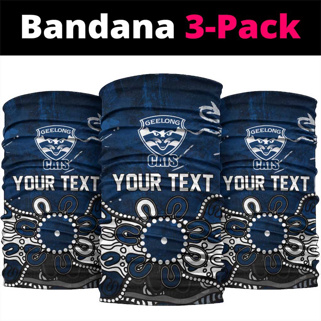 Personalized Geelong Cats Neck Gaiter Aboriginal Dot Painting Graffiti Style