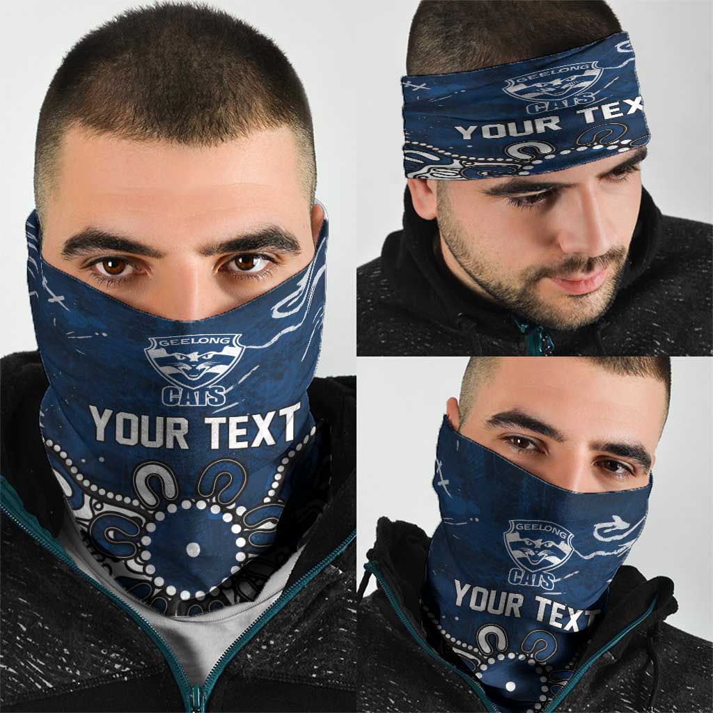 Personalized Geelong Cats Neck Gaiter Aboriginal Dot Painting Graffiti Style