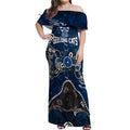 Personalized Geelong Cats Off Shoulder Maxi Dress Aboriginal Dot Painting Graffiti Style