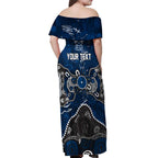 Personalized Geelong Cats Off Shoulder Maxi Dress Aboriginal Dot Painting Graffiti Style