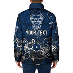 Personalized Geelong Cats Padded Jacket Aboriginal Dot Painting Graffiti Style