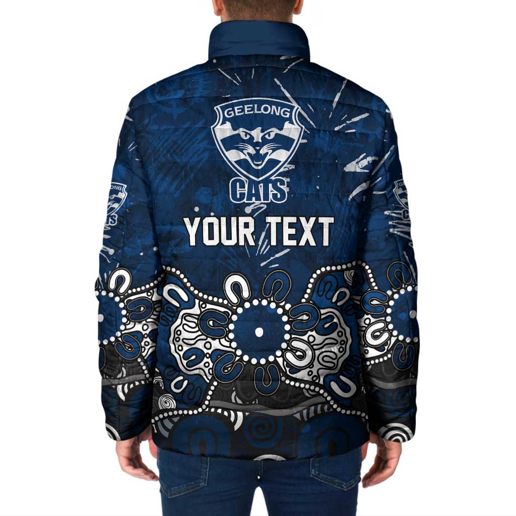 Personalized Geelong Cats Padded Jacket Aboriginal Dot Painting Graffiti Style