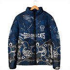 Personalized Geelong Cats Padded Jacket Aboriginal Dot Painting Graffiti Style
