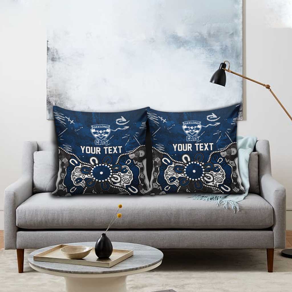Personalized Geelong Cats Pillow Cover Aboriginal Dot Painting Graffiti Style