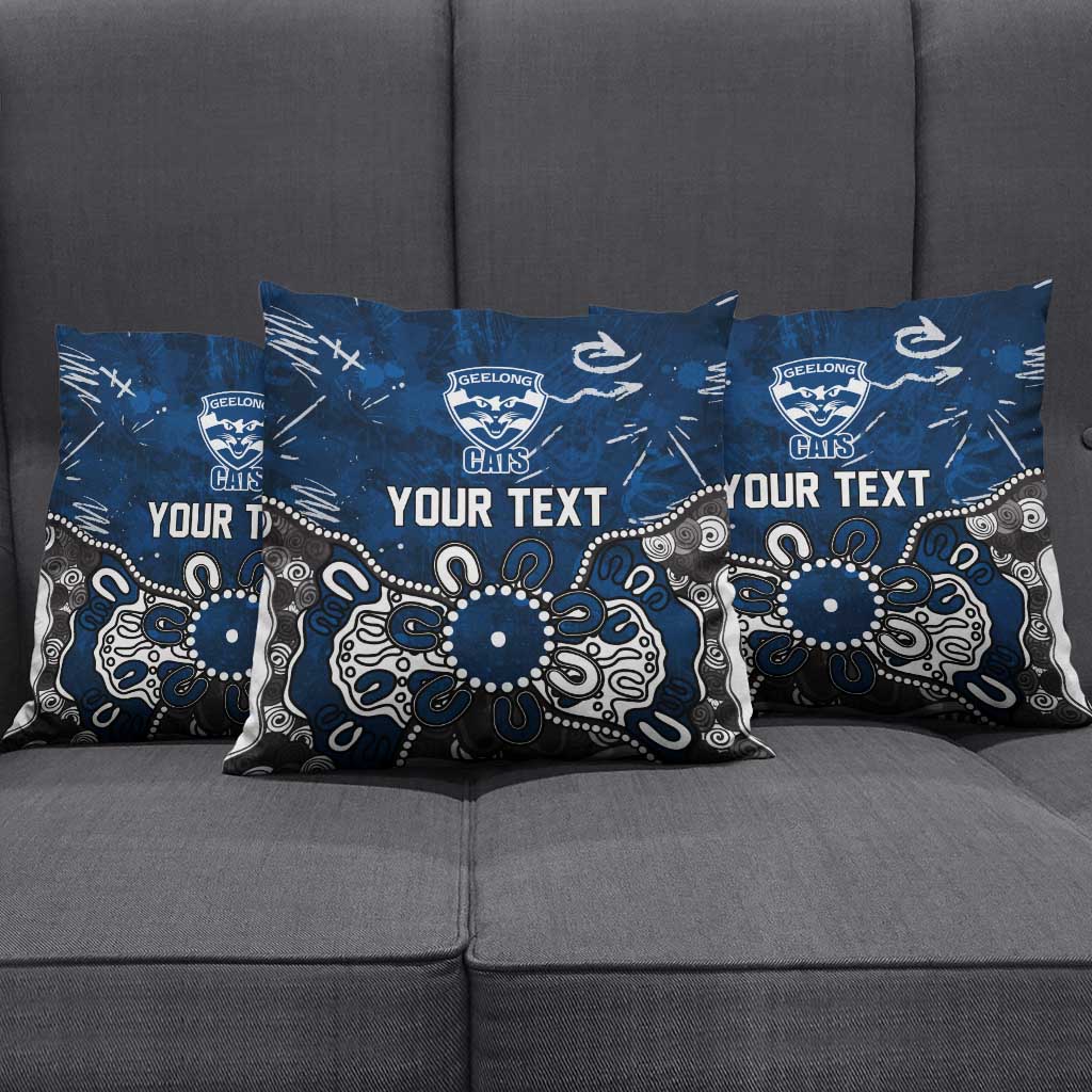 Personalized Geelong Cats Pillow Cover Aboriginal Dot Painting Graffiti Style
