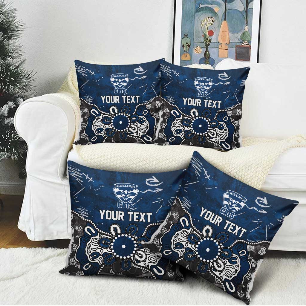Personalized Geelong Cats Pillow Cover Aboriginal Dot Painting Graffiti Style