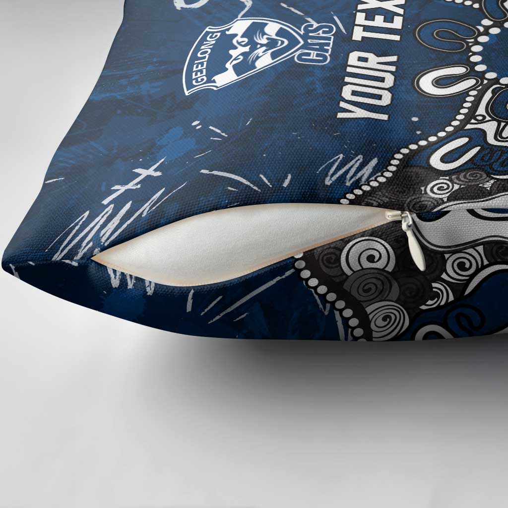 Personalized Geelong Cats Pillow Cover Aboriginal Dot Painting Graffiti Style