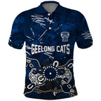 Personalized Geelong Cats Polo Shirt Aboriginal Dot Painting Graffiti Style