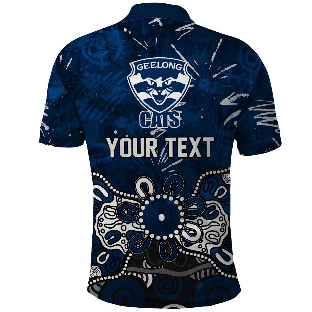 Personalized Geelong Cats Polo Shirt Aboriginal Dot Painting Graffiti Style