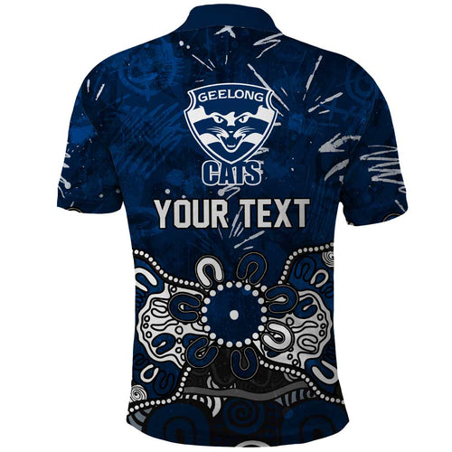 Personalized Geelong Cats Polo Shirt Aboriginal Dot Painting Graffiti Style