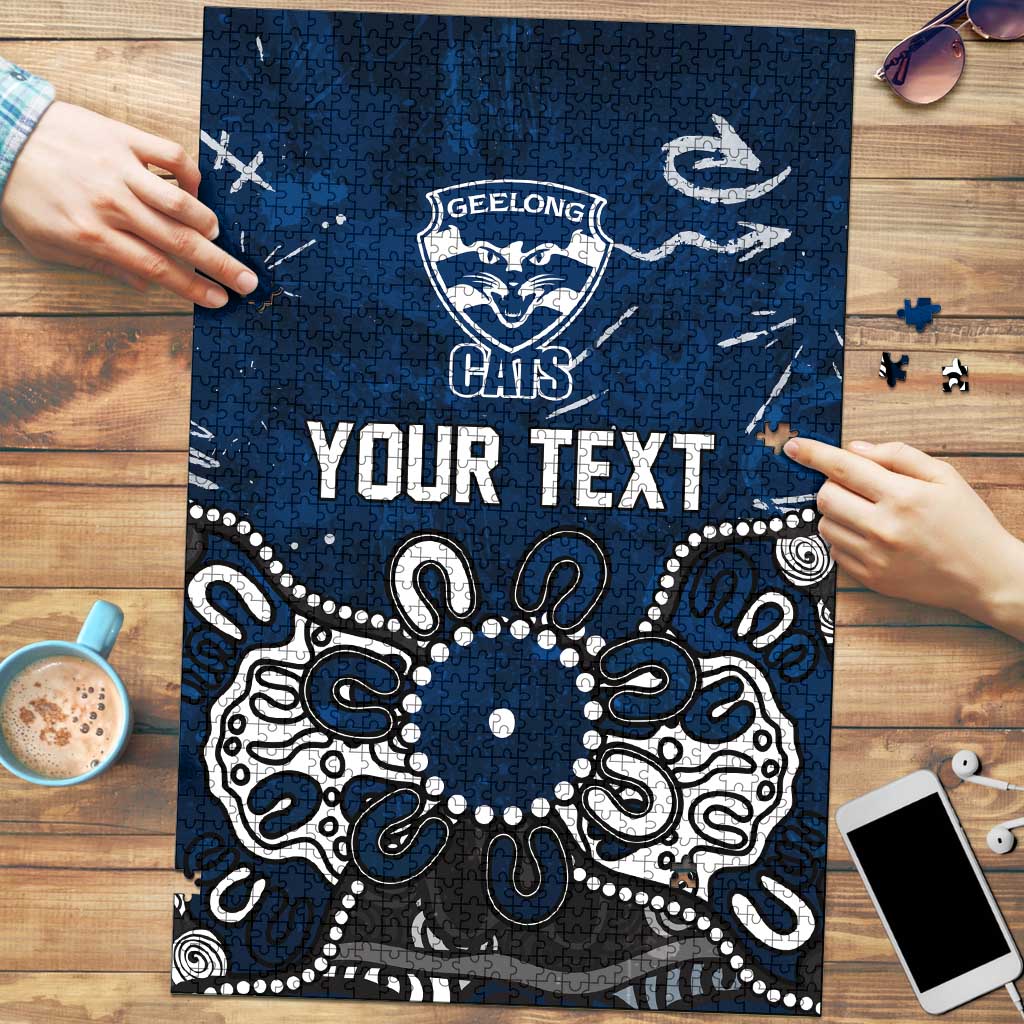 Personalized Geelong Cats Puzzle Aboriginal Dot Painting Graffiti Style