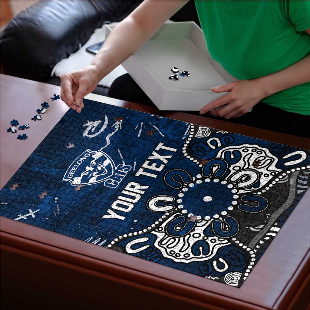 Personalized Geelong Cats Puzzle Aboriginal Dot Painting Graffiti Style