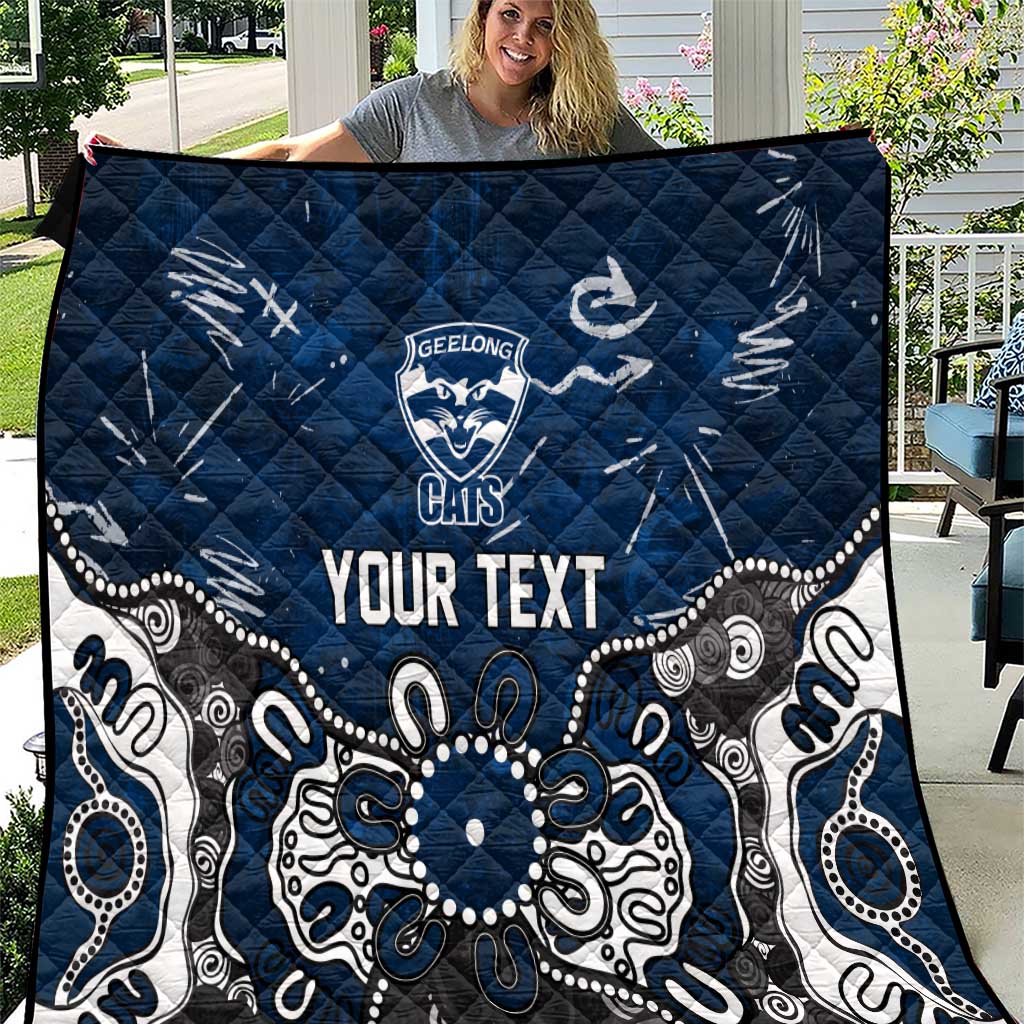 Personalized Geelong Cats Quilt Aboriginal Dot Painting Graffiti Style