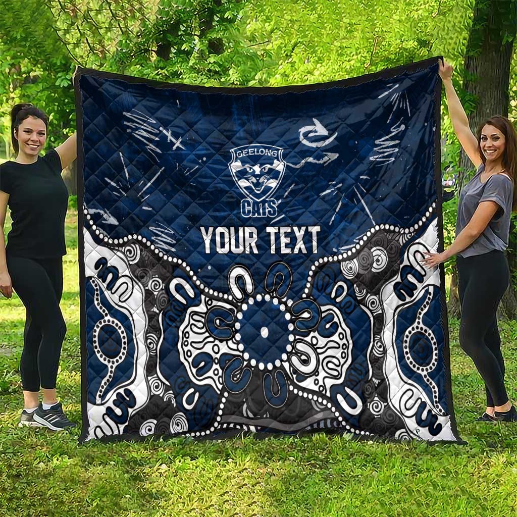 Personalized Geelong Cats Quilt Aboriginal Dot Painting Graffiti Style