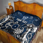 Personalized Geelong Cats Quilt Aboriginal Dot Painting Graffiti Style