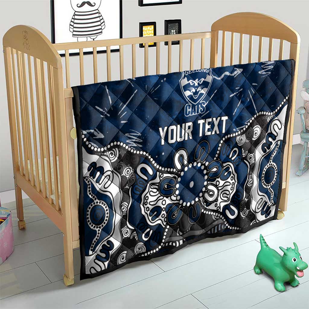 Personalized Geelong Cats Quilt Aboriginal Dot Painting Graffiti Style