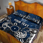 Personalized Geelong Cats Quilt Bed Set Aboriginal Dot Painting Graffiti Style