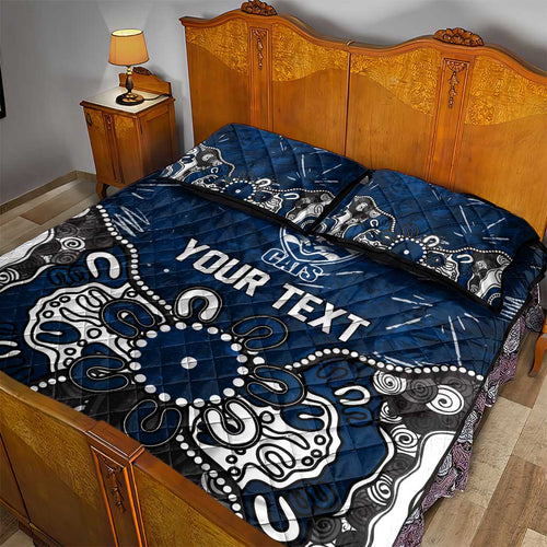 Personalized Geelong Cats Quilt Bed Set Aboriginal Dot Painting Graffiti Style