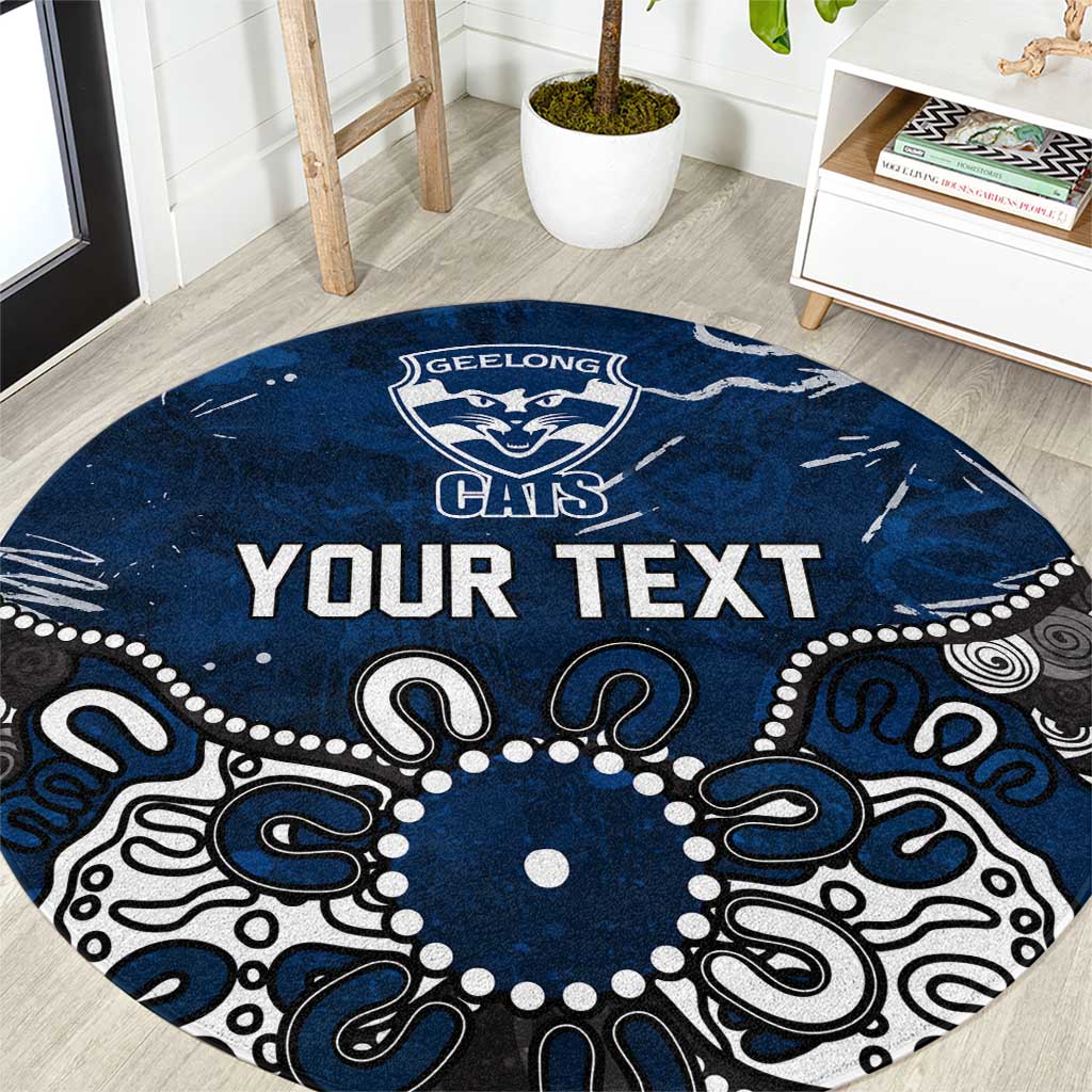 Personalized Geelong Cats Round Carpet Aboriginal Dot Painting Graffiti Style