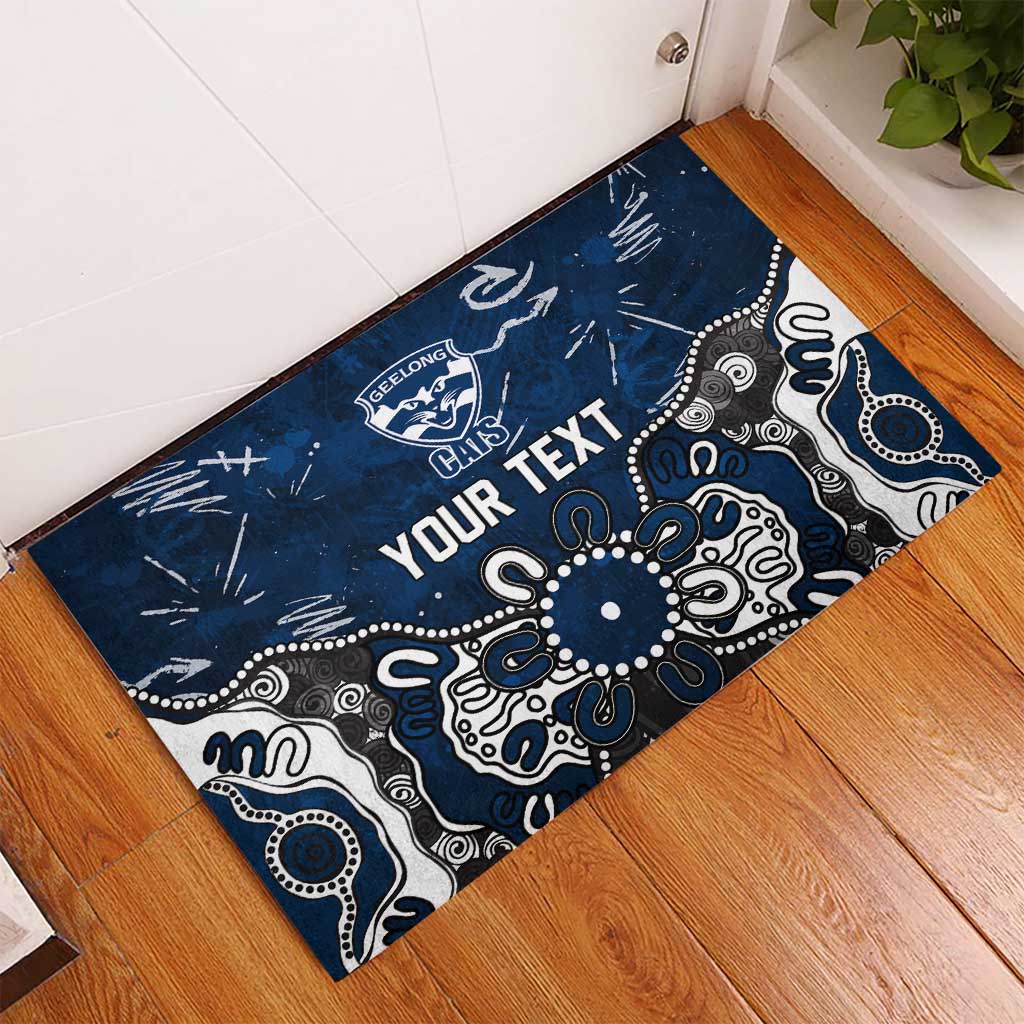 Personalized Geelong Cats Rubber Doormat Aboriginal Dot Painting Graffiti Style