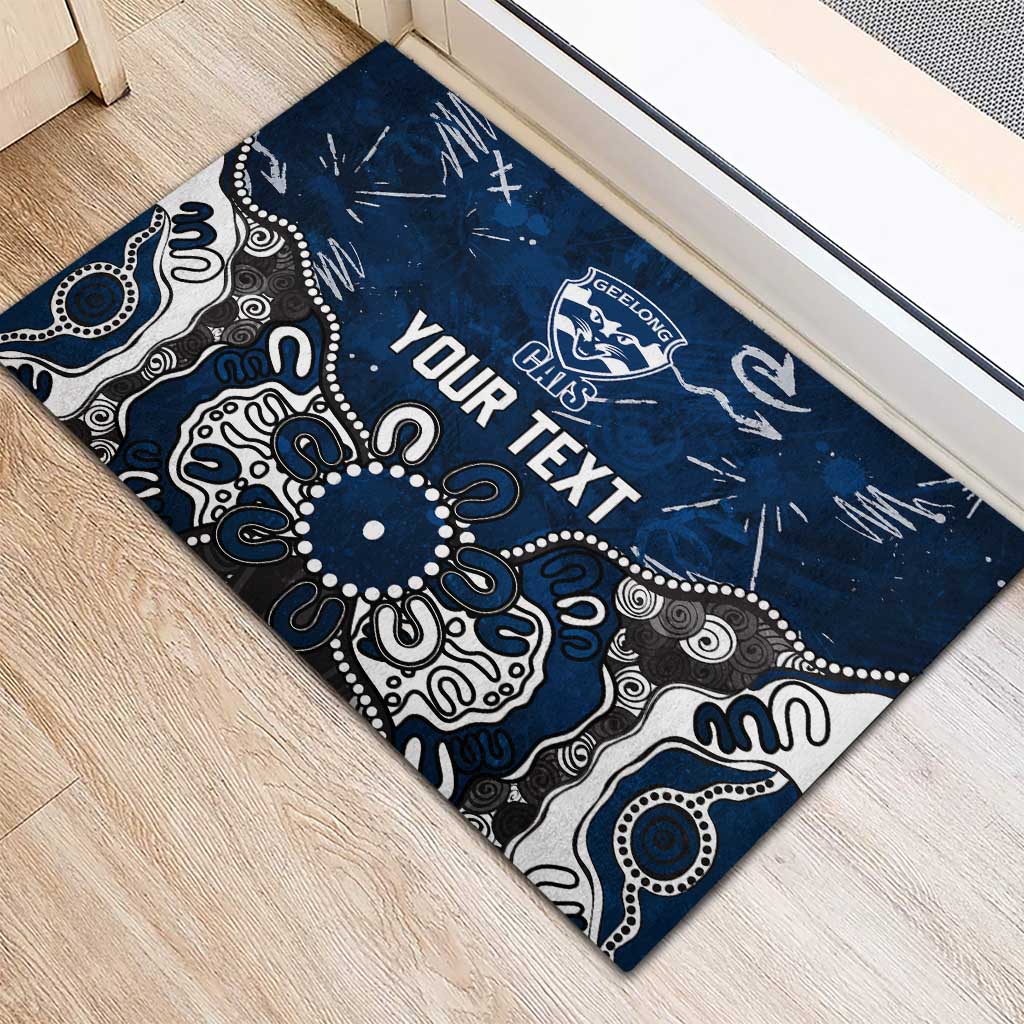 Personalized Geelong Cats Rubber Doormat Aboriginal Dot Painting Graffiti Style