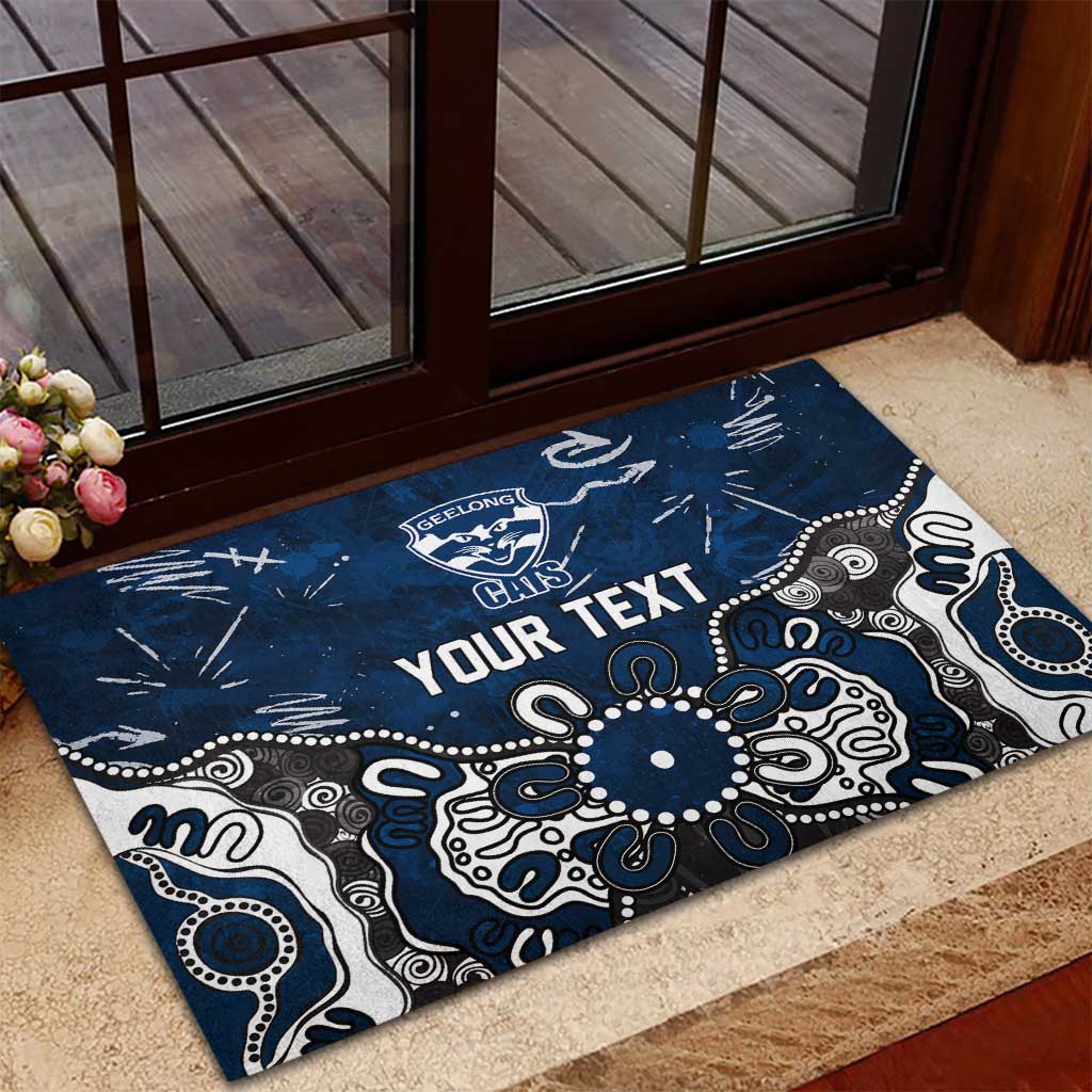 Personalized Geelong Cats Rubber Doormat Aboriginal Dot Painting Graffiti Style