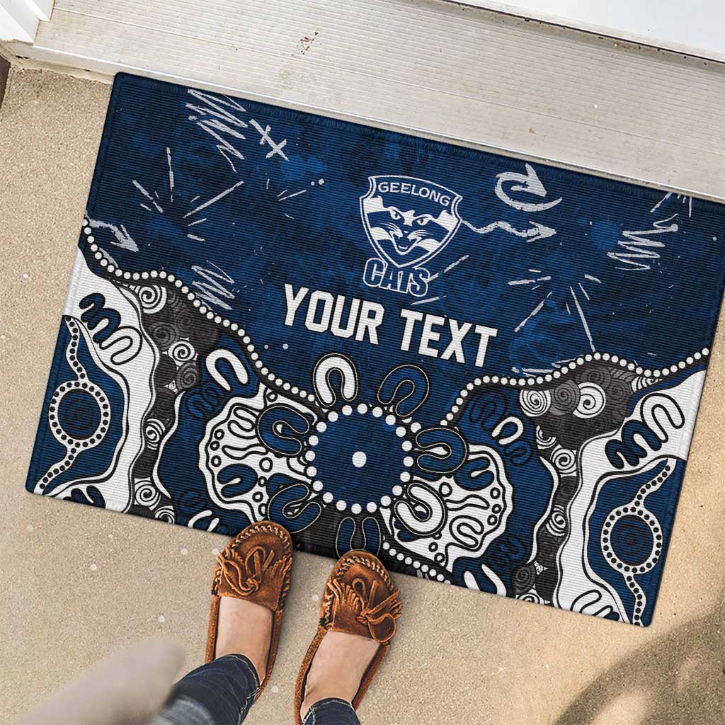Personalized Geelong Cats Rubber Doormat Aboriginal Dot Painting Graffiti Style