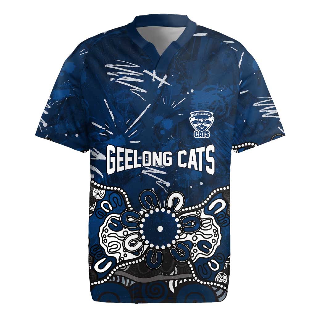 Personalized Geelong Cats Rugby Jersey Aboriginal Dot Painting Graffiti Style