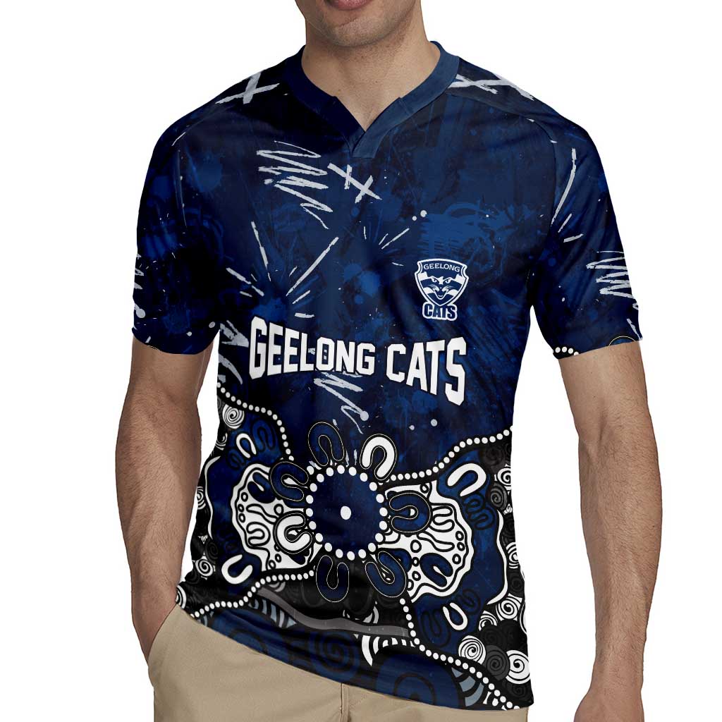 Personalized Geelong Cats Rugby Jersey Aboriginal Dot Painting Graffiti Style