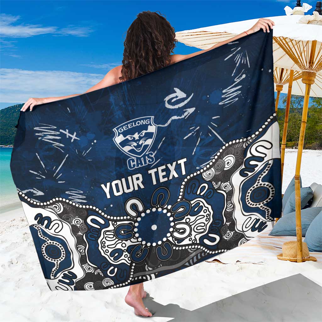 Personalized Geelong Cats Sarong Aboriginal Dot Painting Graffiti Style