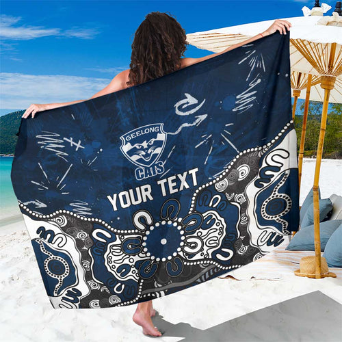 Personalized Geelong Cats Sarong Aboriginal Dot Painting Graffiti Style