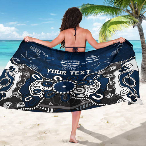 Personalized Geelong Cats Sarong Aboriginal Dot Painting Graffiti Style