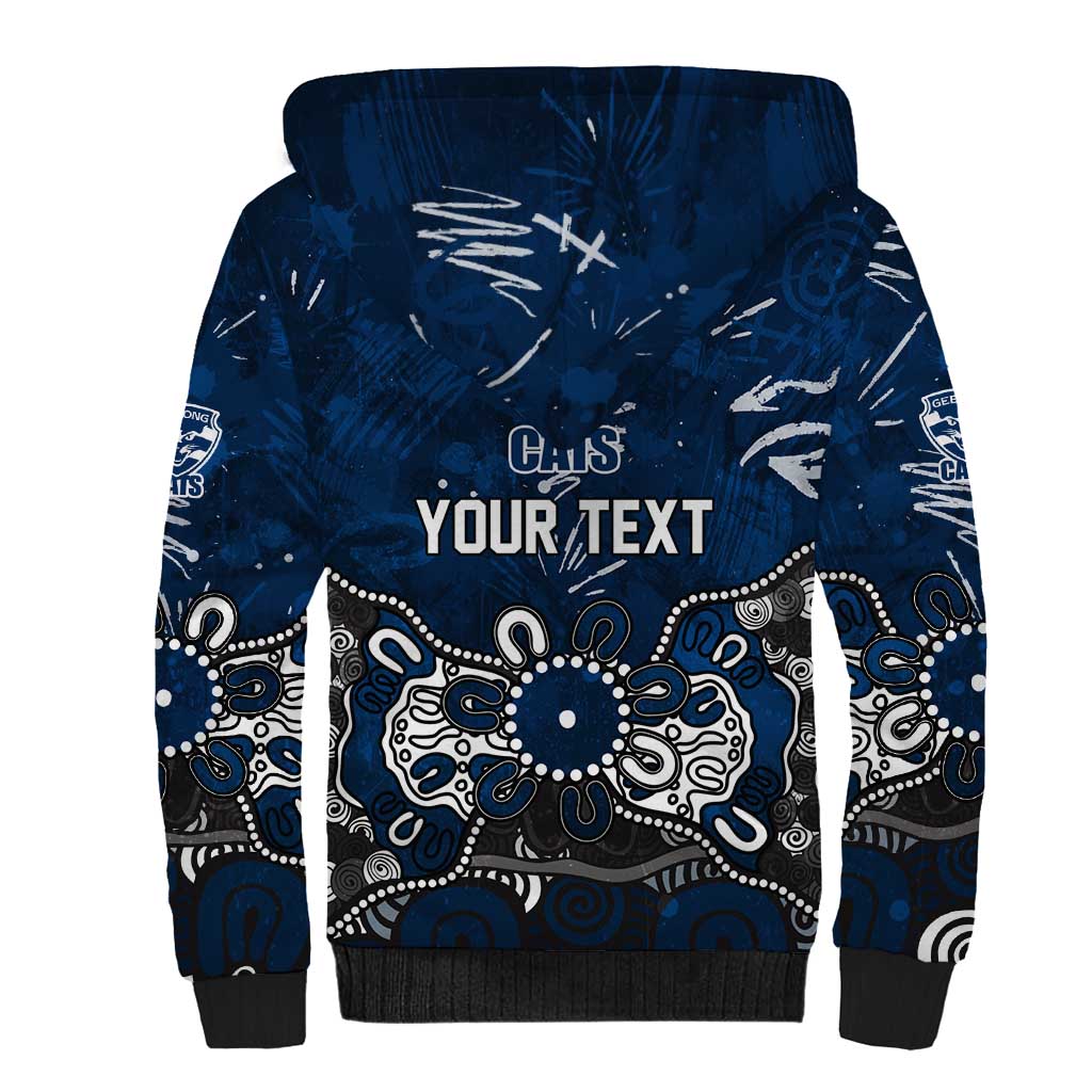 Personalized Geelong Cats Sherpa Hoodie Aboriginal Dot Painting Graffiti Style