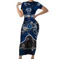 Personalized Geelong Cats Short Sleeve Bodycon Dress Aboriginal Dot Painting Graffiti Style