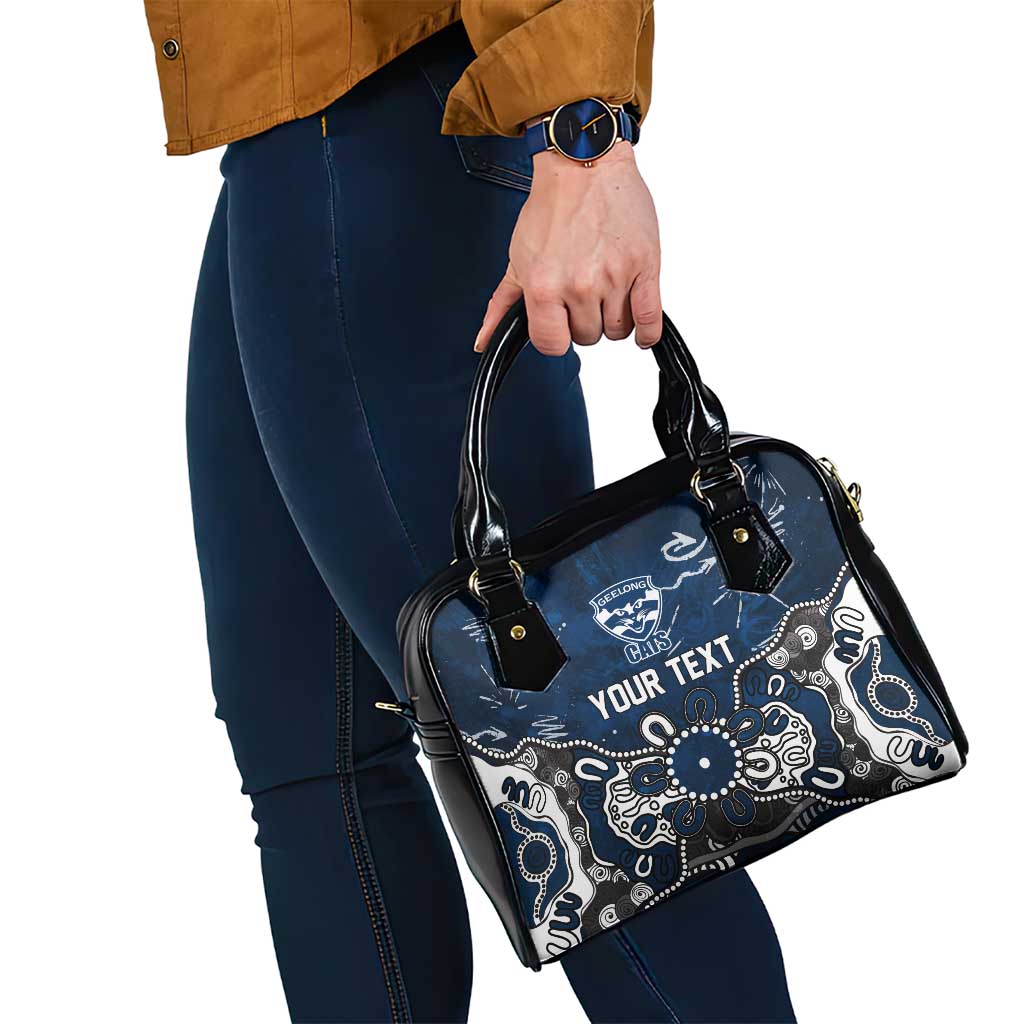 Personalized Geelong Cats Shoulder Handbag Aboriginal Dot Painting Graffiti Style