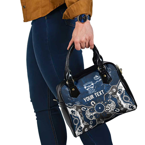 Personalized Geelong Cats Shoulder Handbag Aboriginal Dot Painting Graffiti Style