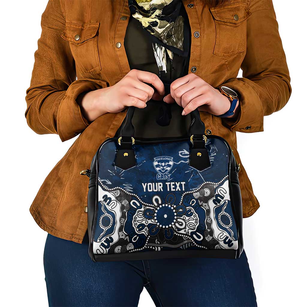 Personalized Geelong Cats Shoulder Handbag Aboriginal Dot Painting Graffiti Style