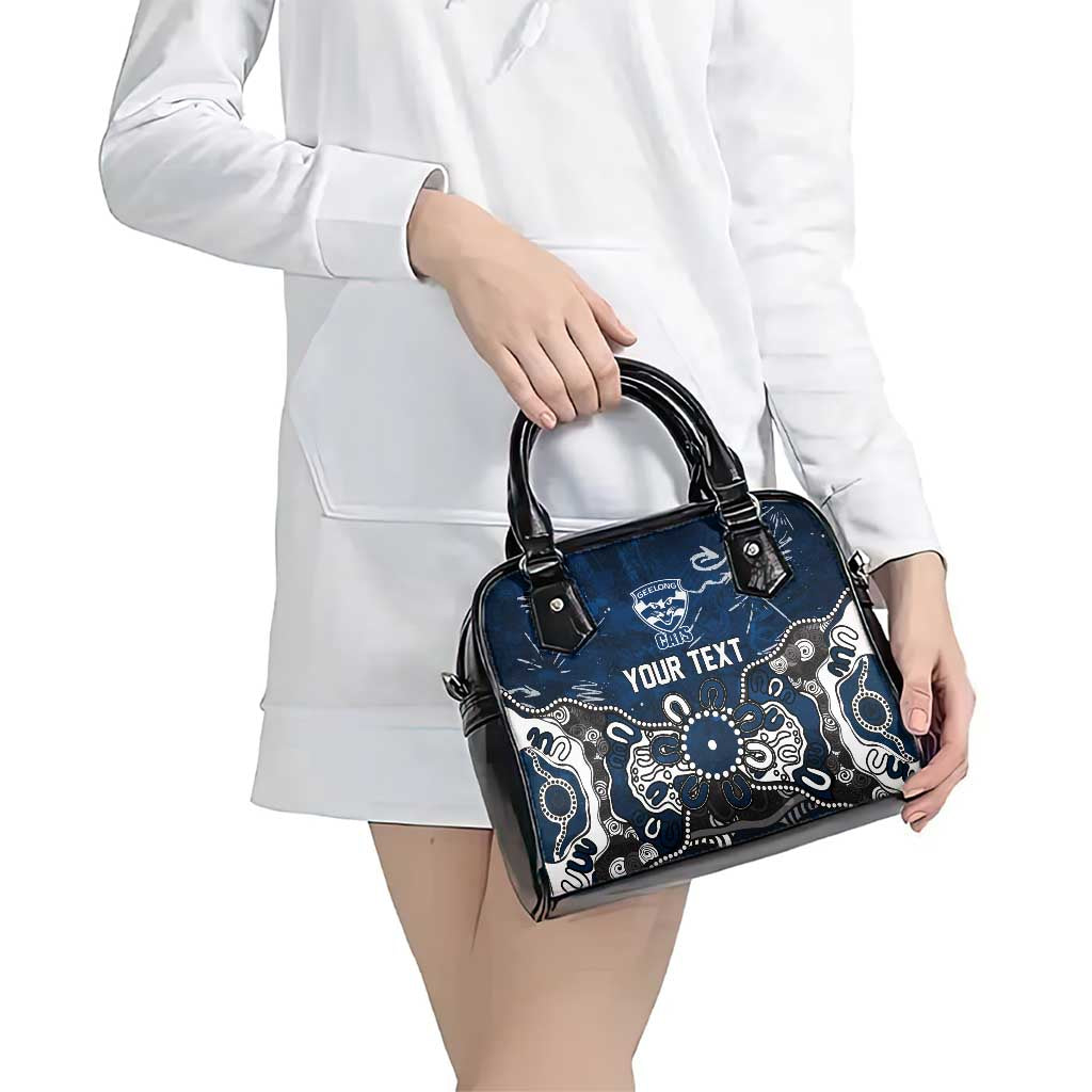 Personalized Geelong Cats Shoulder Handbag Aboriginal Dot Painting Graffiti Style