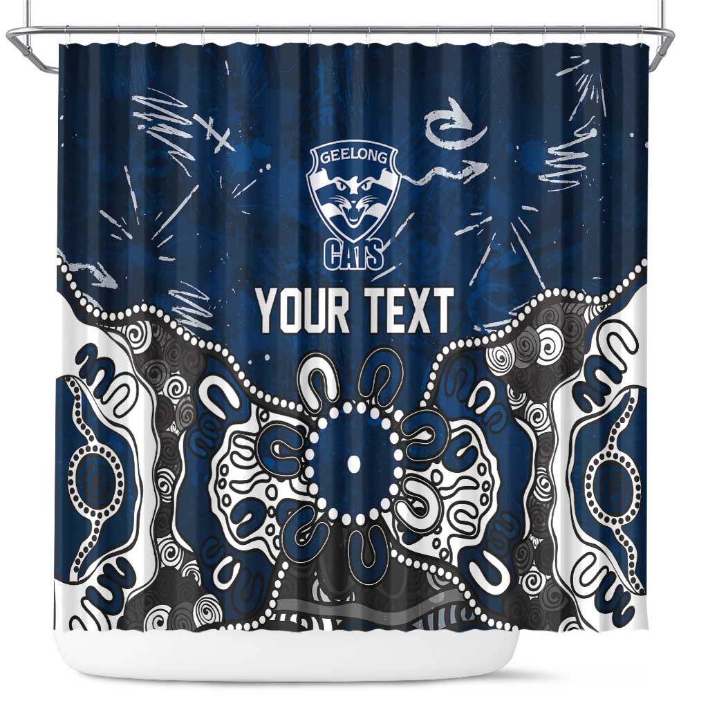 Personalized Geelong Cats Shower Curtain Aboriginal Dot Painting Graffiti Style